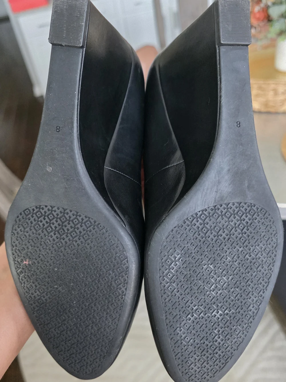 Tory Burch Women's Black Leather Luna 85 MM- Wedges with Gold Emblem. SIZE 8 - Picture 12 of 12